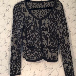 Knitted&Knotted leopard/floral print Cardigan